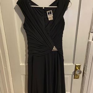 Black midi dress with Rusche detailing